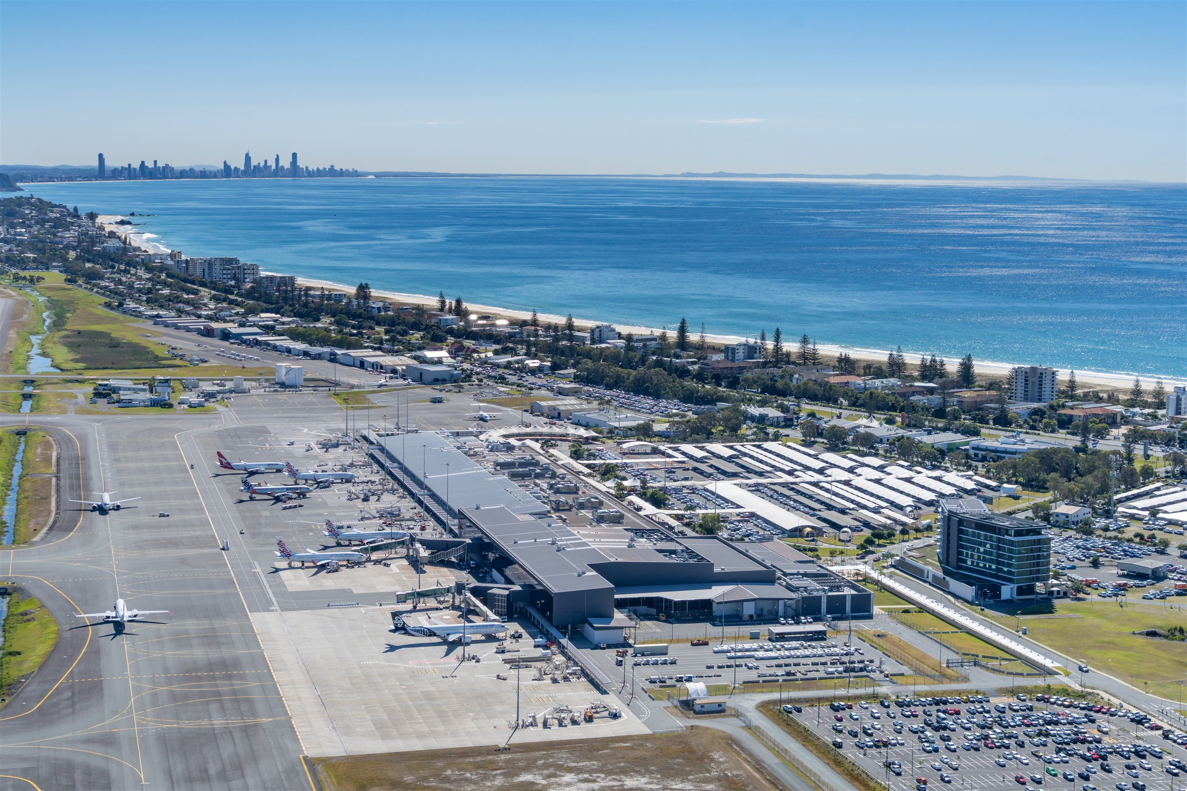 Gold Coast Airport with the Surfers Paradise skyline beyond